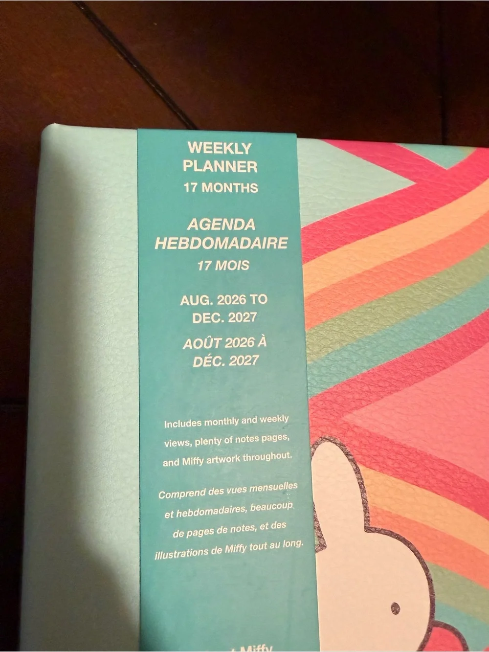 miffy Rainbow Stripes 17-Month Planner in Pink, Teal & Coral:Aug 2026-Dec 2027
